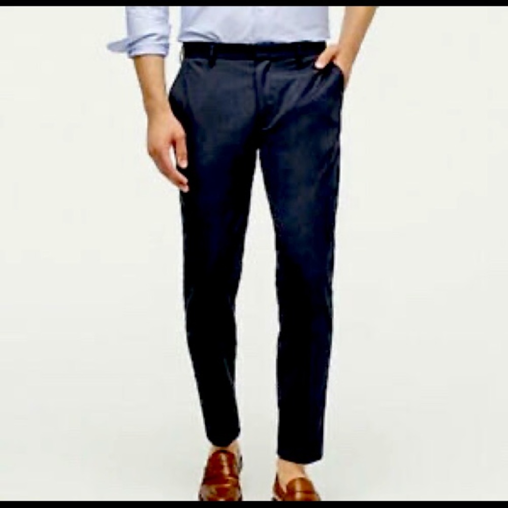 J Crew Mens Navy Gray Ludlow Slim-fit pant oxford